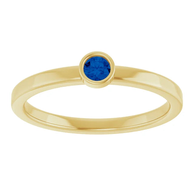 Jacob Meracri Natural Blue Sapphire 14K Gold Ring 3mm