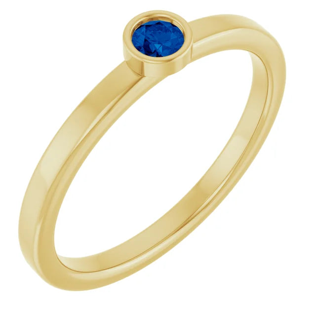 Jacob Meracri Natural Blue Sapphire 14K Gold Ring 3mm