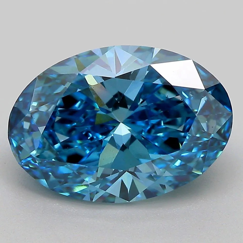 4.05ct Oval Lab Grown Diamond (Colour Fancy Vivid Blue, Clarity VS2, Cut GD, IGI Certified)