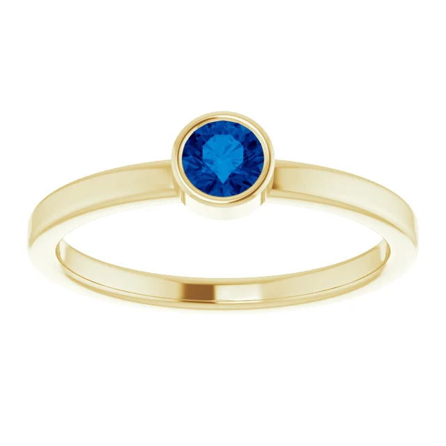 Jacob Meracri Natural Blue Sapphire 14K Gold Ring 4mm