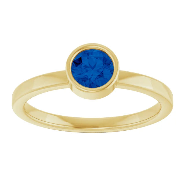 Jacob Meracri Natural Blue Sapphire 14K Gold Ring 5mm