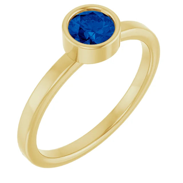 Jacob Meracri Natural Blue Sapphire 14K Gold Ring 5mm