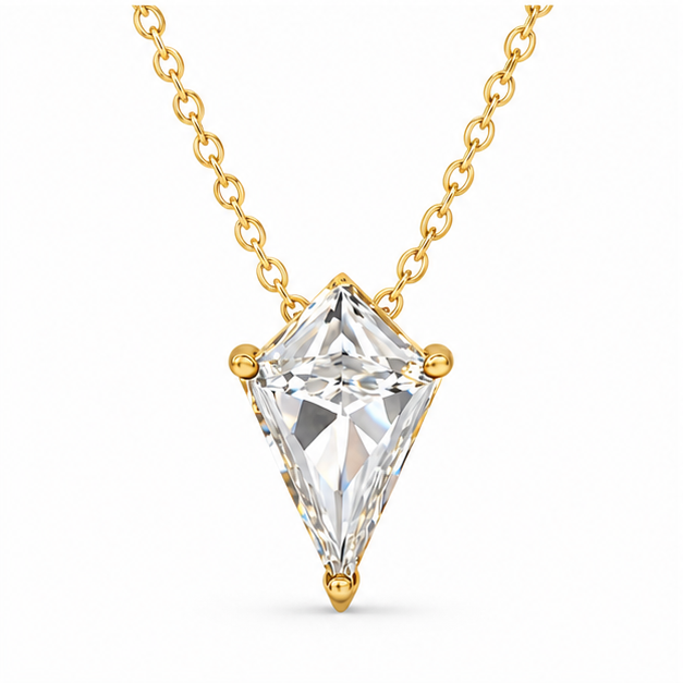 14K Yellow Gold Kite Cut Lab-Grown Diamond Solitaire Necklace