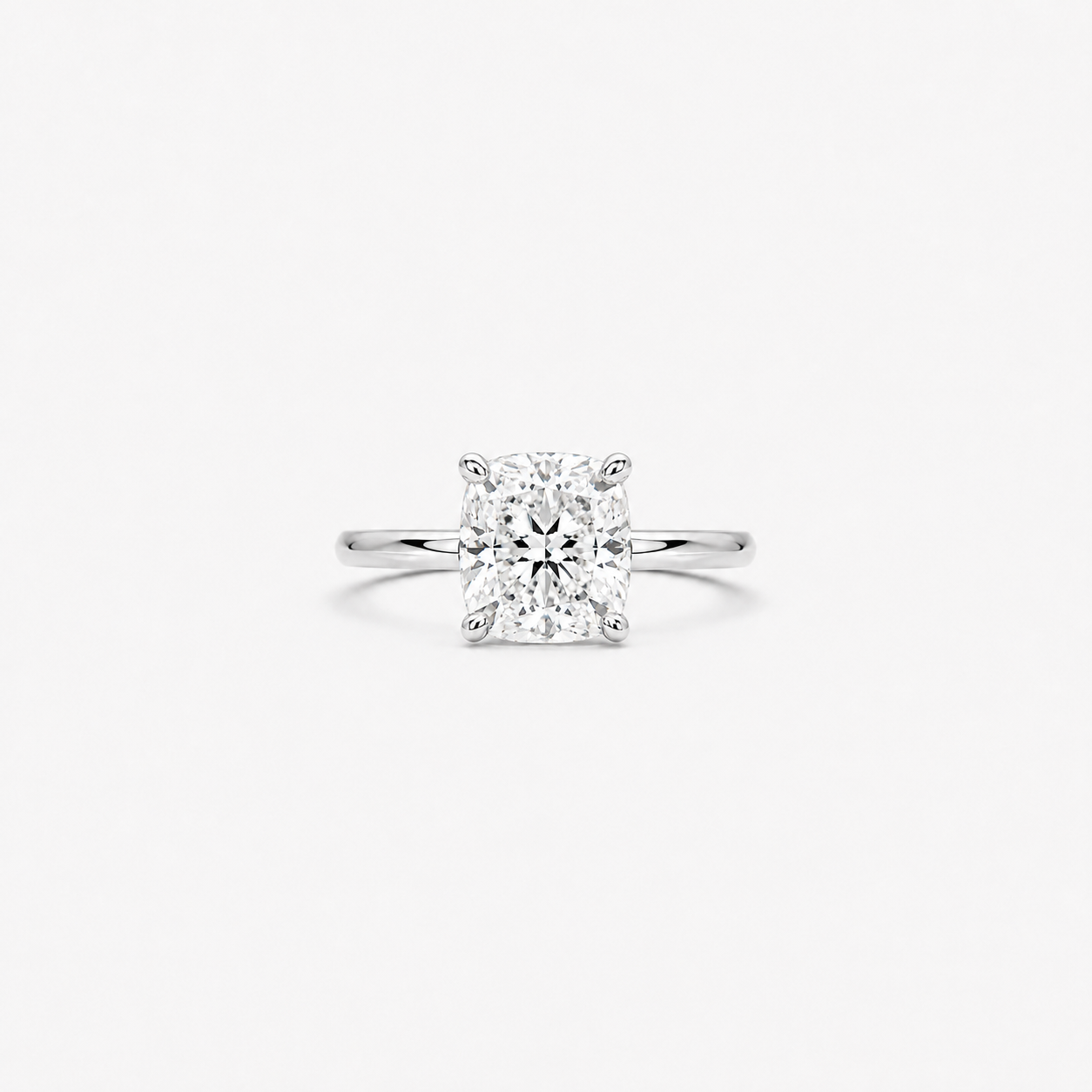 14K White Gold Heritage Cushion Solitaire Engagement Ring
