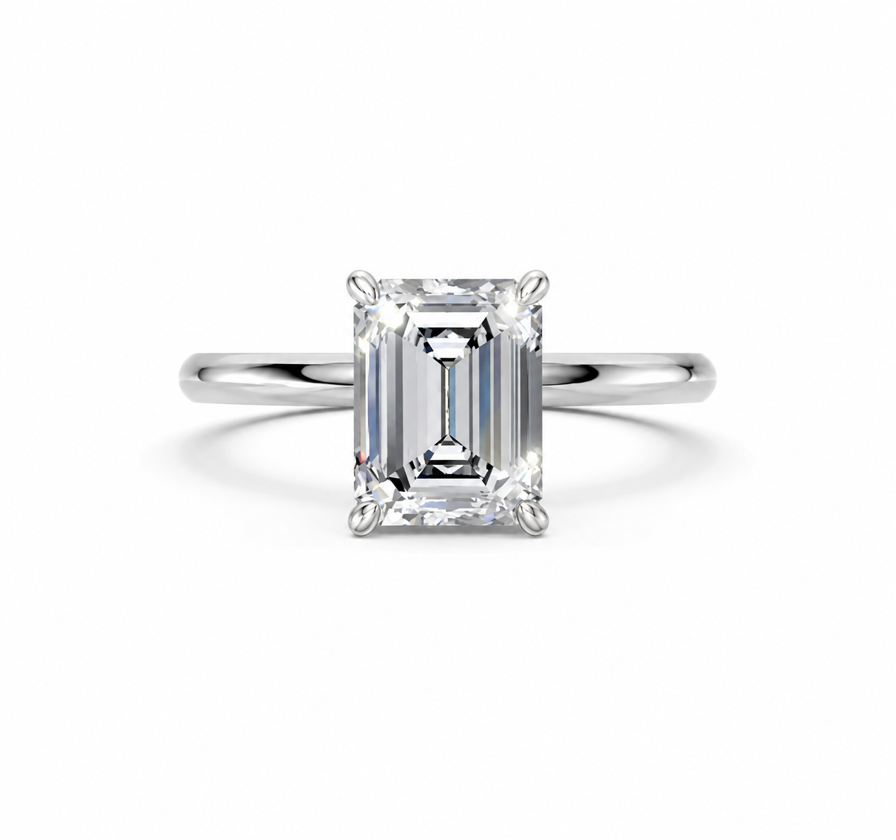 14K White Gold Heritage Emerald Solitaire Engagement Ring