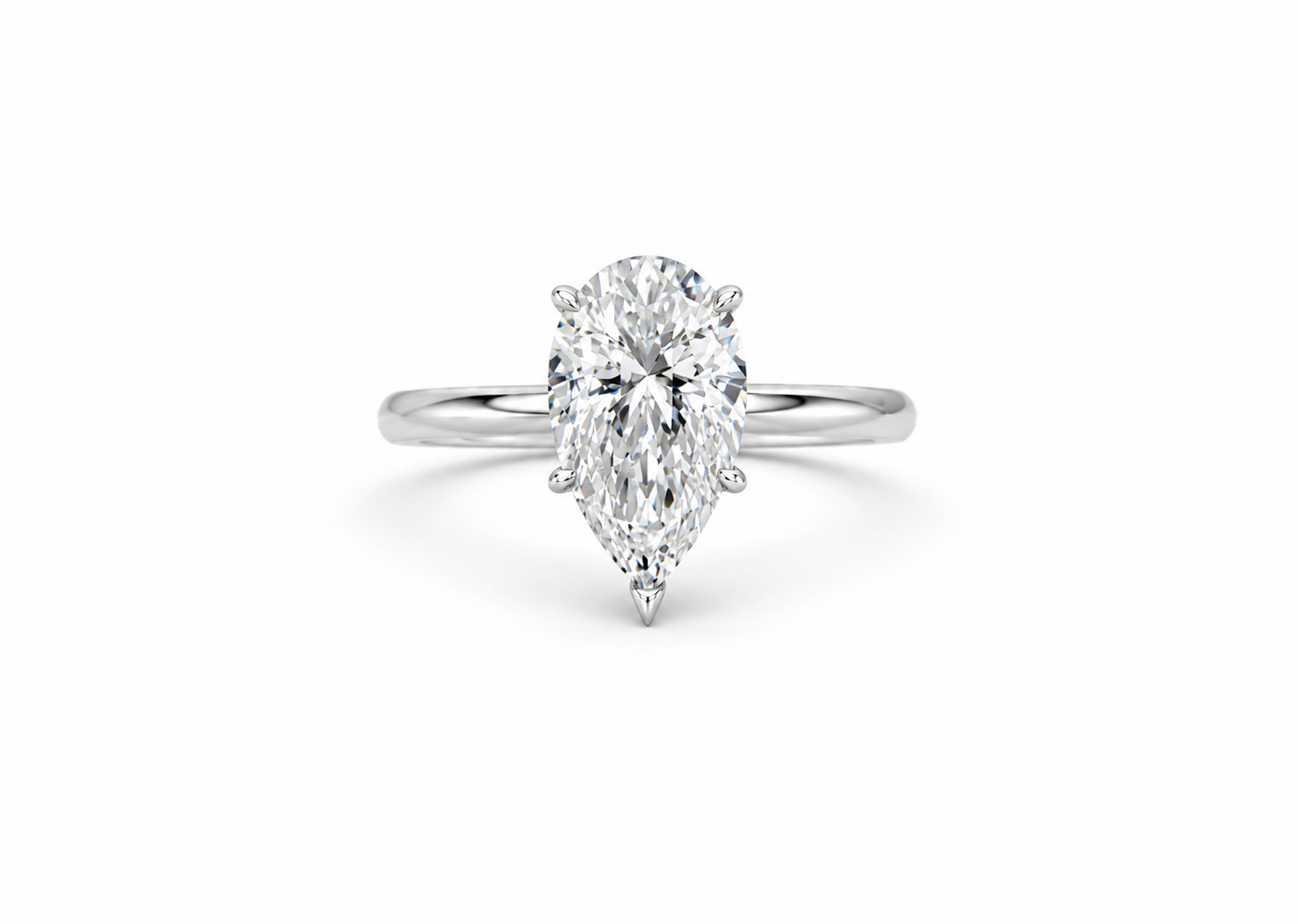 14K White Gold Heritage Pear Solitaire Engagement Ring