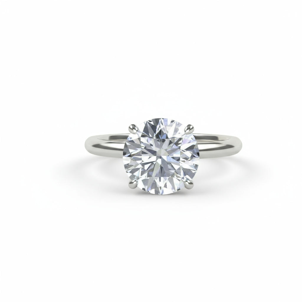Diamond ring on a light gray background