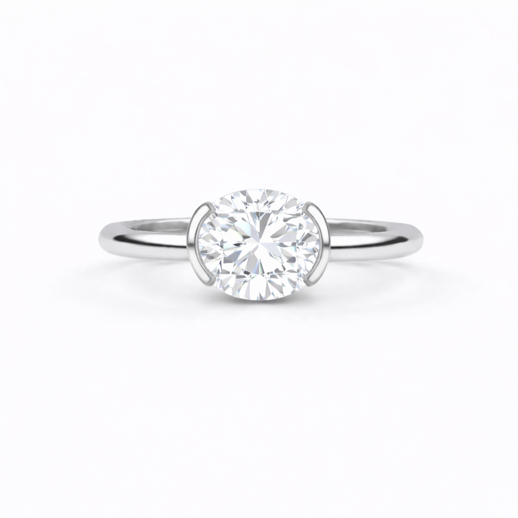Jacob Mercari 14K white gold Purelight Half Bezel Lab-Grown Diamond Oval Cut Engagement Ring