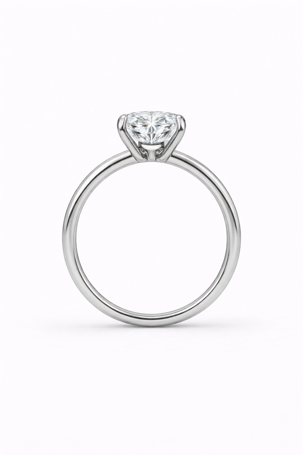 Jacob Mercari 14K white gold Purelight Half Bezel Lab-Grown Diamond Round Cut Engagement Ring Side View
