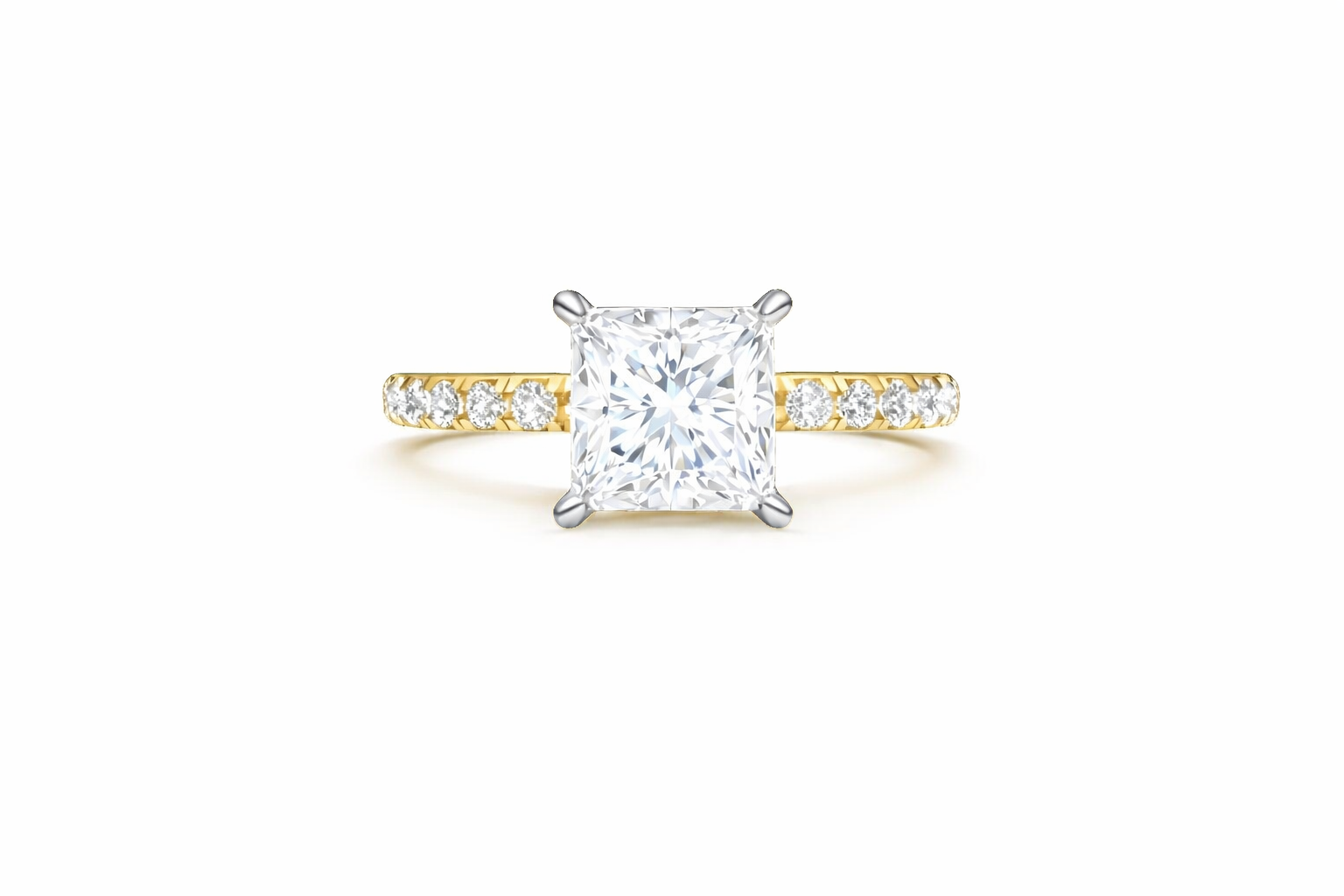 Jacob Mercari 14K Yellow Gold Lab-Grown Diamond Engagement Ring: Oval Cut diamond pavé band with 14K White Gold Basket.