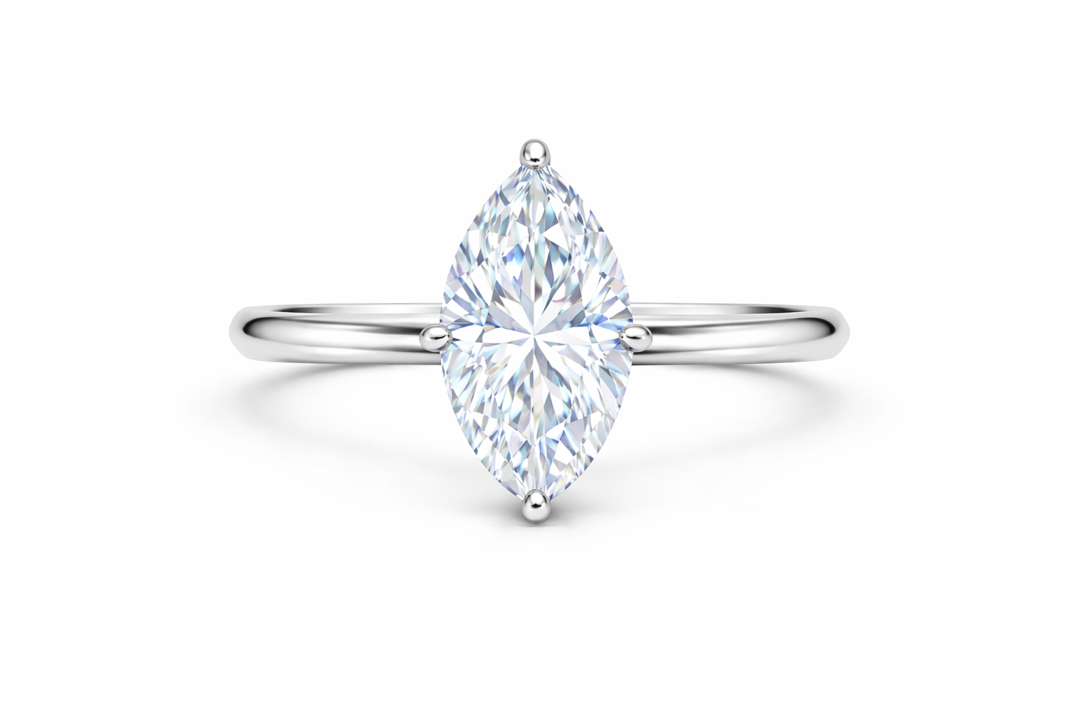 Jacob Mercari 14K White Gold Lab-Grown Diamond Hidden Halo Engagement Ring: Marquise Cut diamond.