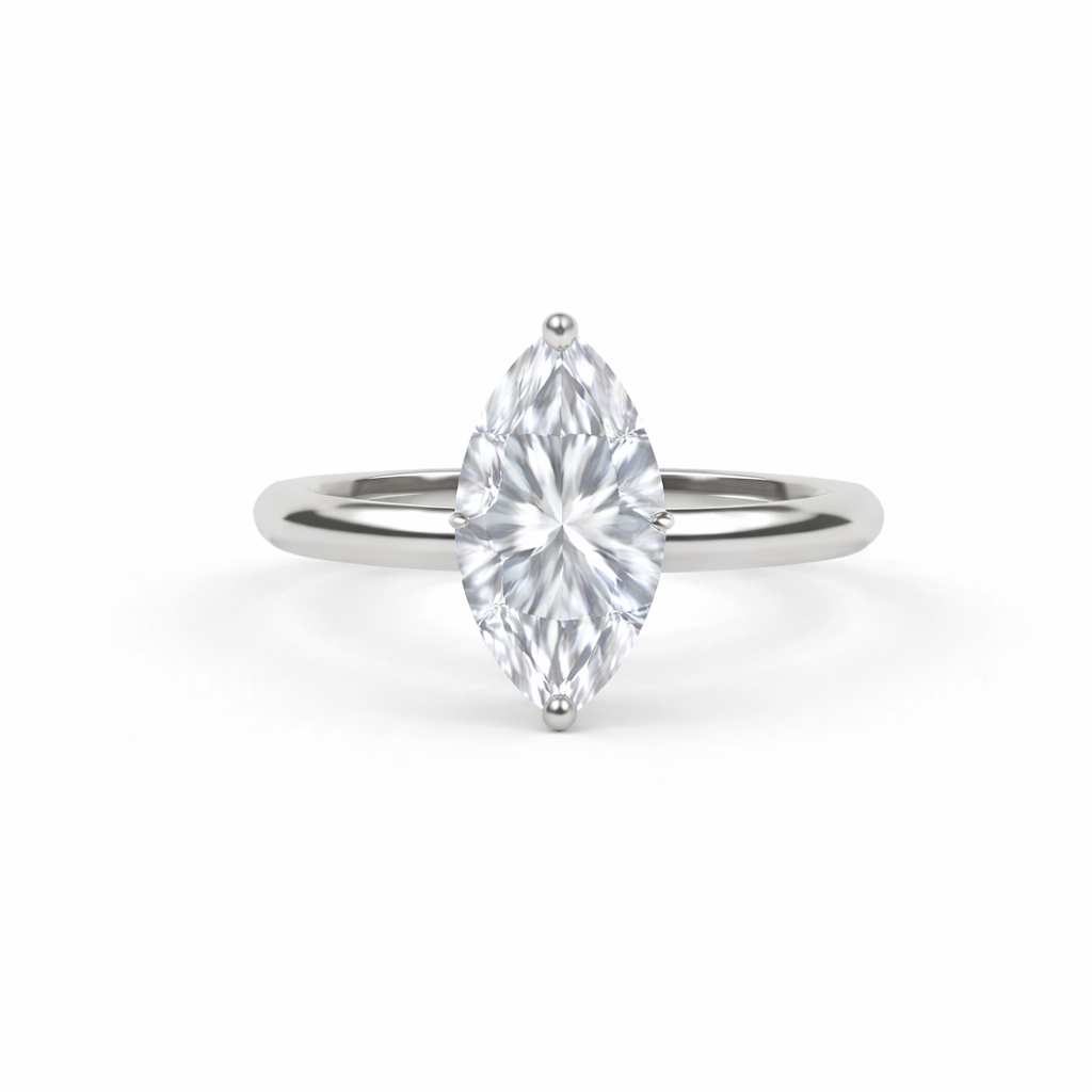 Jacob Mercari 14K White Gold Lab-Grown Diamond Marquise Cut Solitaire Engagement Ring