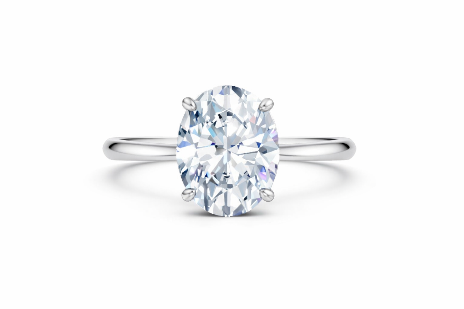 Jacob Mercari 14K White Gold Lab-Grown Diamond Hidden Halo Engagement Ring: Oval Cut diamond.