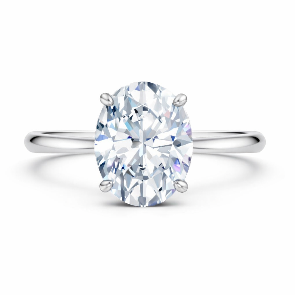 Jacob Mercari Hidden Halo Diamond Engagement Ring Oval Cut Diamond