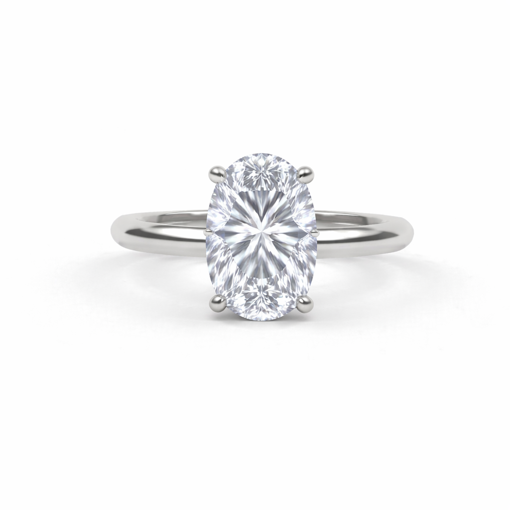 Jacob Mercari 14K White Gold Lab-Grown Diamond Oval Cut Solitaire Engagement Ring