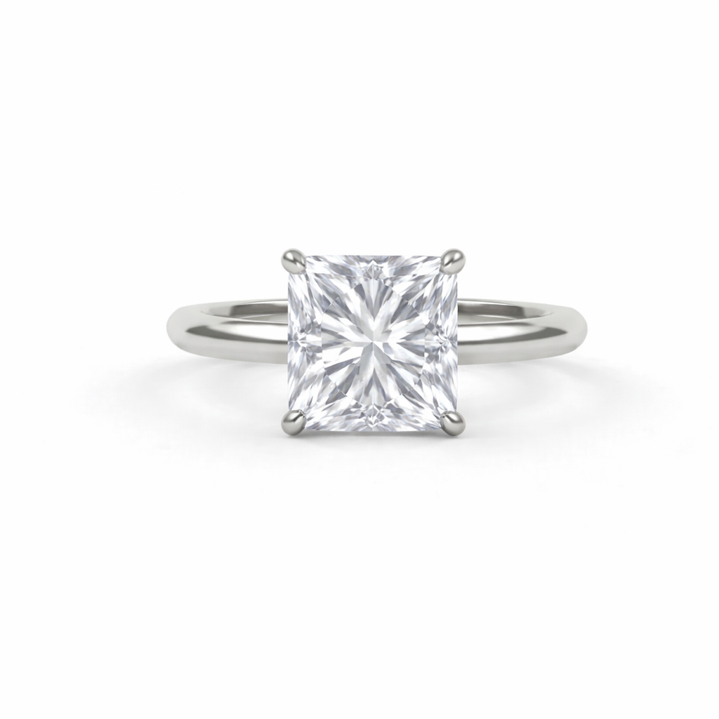 Jacob Mercari 14K White Gold Lab-Grown Diamond Princess Cut Solitaire Engagement Ring