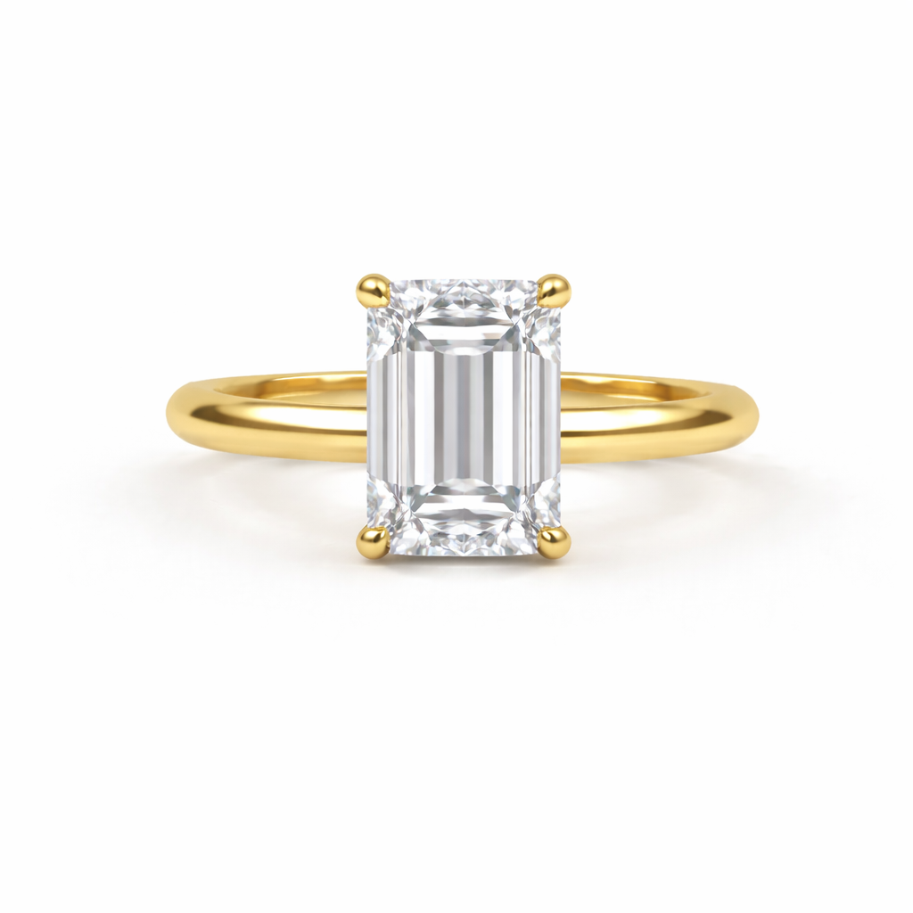 Jacob Mercari 14K Yellow Gold Lab-Grown Diamond Emerald Cut Solitaire Engagement Ring