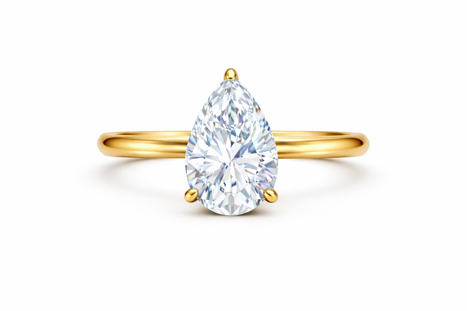 Jacob Mercari 14K Yellow Gold Lab-Grown Diamond Hidden Halo Engagement Ring: Pear Cut diamond.