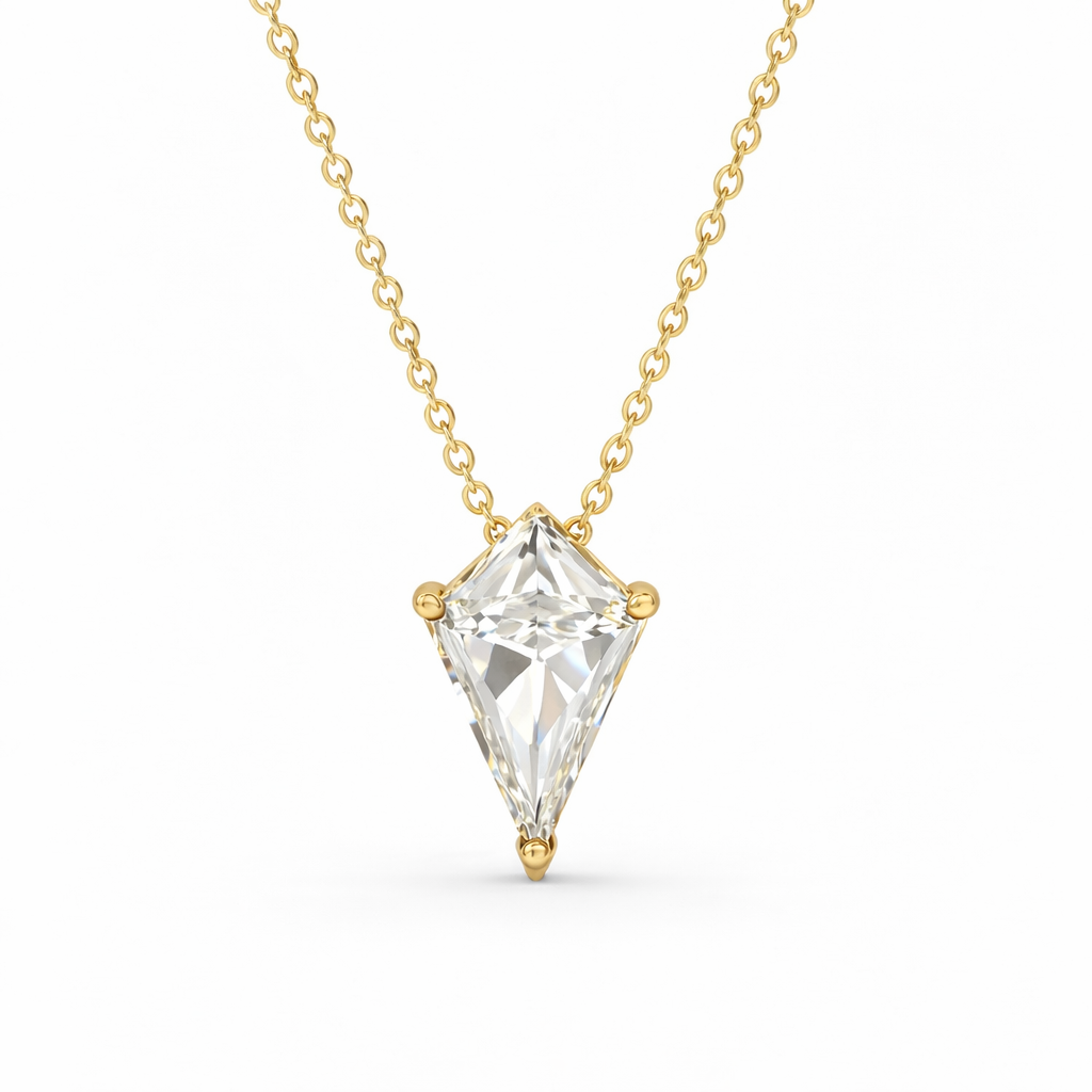 Jacob Mercari 14K Yellow Gold Kite Cut Lab-Grown Diamond Solitaire Necklace