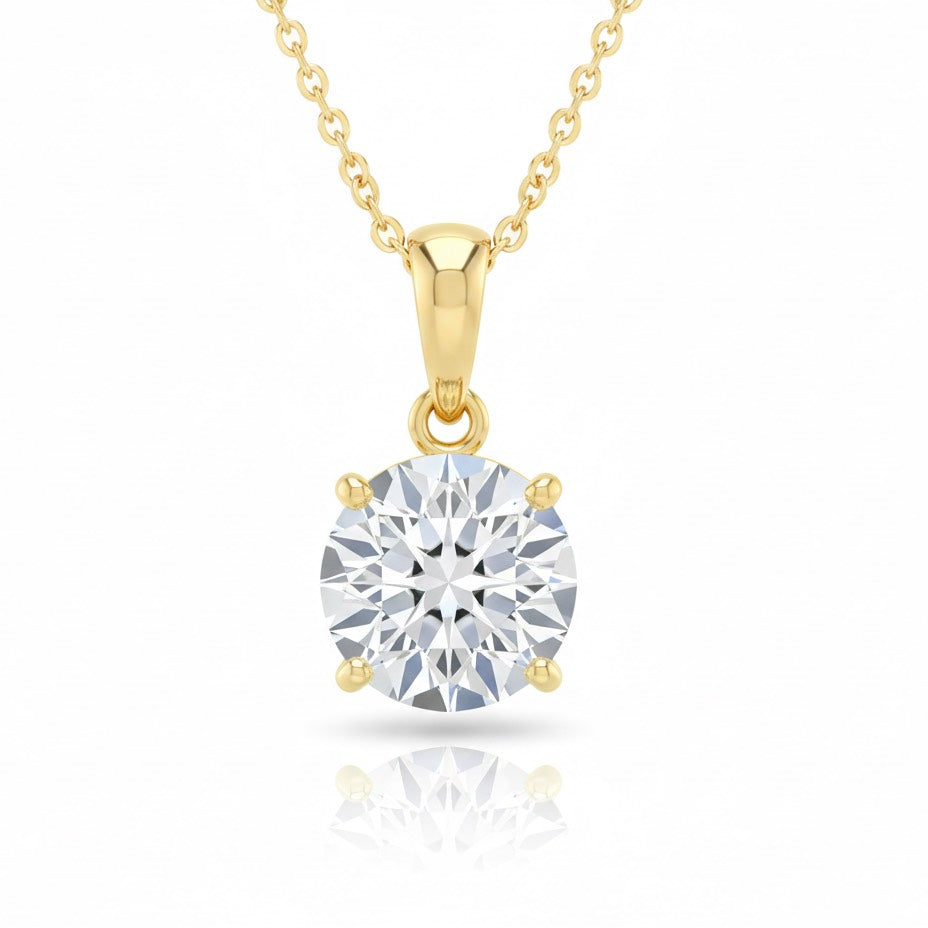 Jacob Mercari 14k Yellow Gold European Cut Lab-Grown Diamond Solitaire Necklace