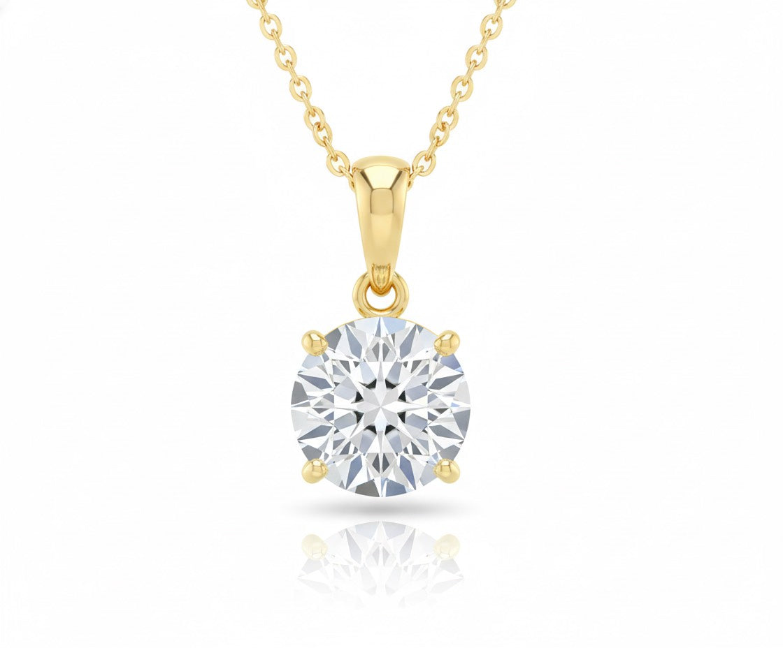 Jacob Mercari 14k Yellow Gold European Cut Lab-Grown Diamond Solitaire Necklace