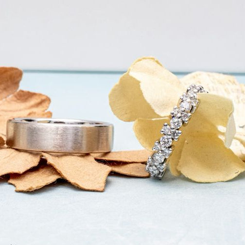 Jacob Mercari Custom 14K White Diamond Wedding Bands