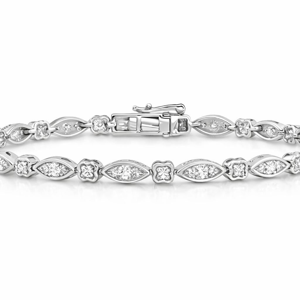 Jacob Mercari 14K White Gold Lab-Grown Diamond Tennis Bracelet – Vintage-Inspired Design