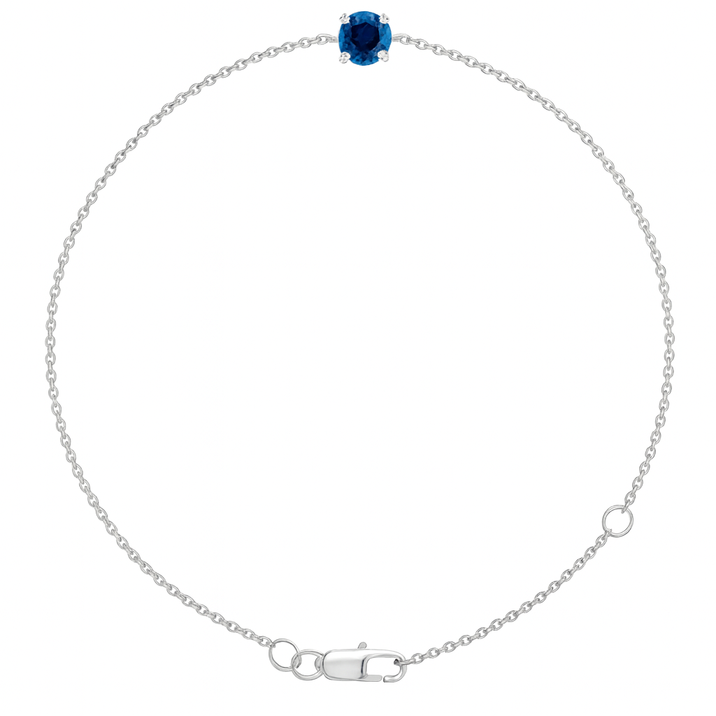 Jacob Mercari Natural Blue Sapphire Solitaire Bracelet in 14k White Gold