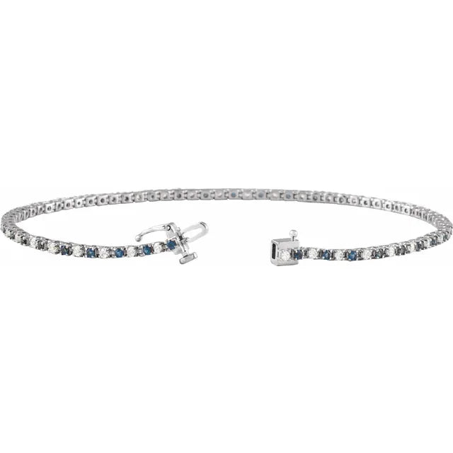 Jacob Mercari Natural Blue Sapphire and 5.8 CTW Diamond Bracelet in 14K White Gold