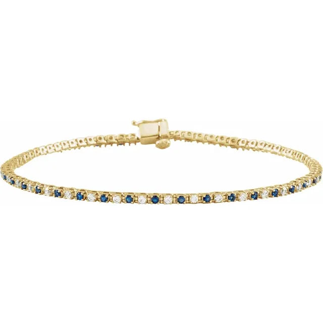 Jacob Mercari Natural Blue Sapphire and 5.8 CTW Diamond Bracelet in 14K Yellow Gold