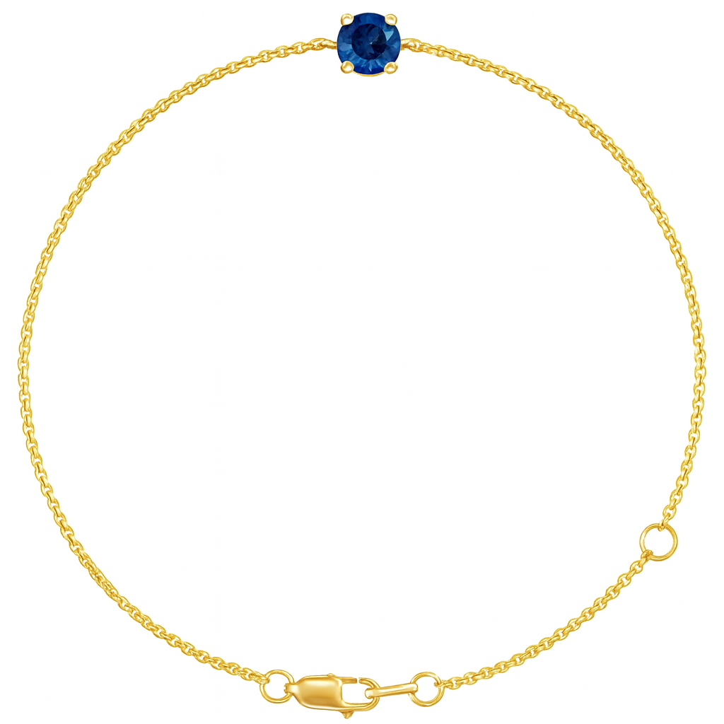 Jacob Mercari Natural Blue Sapphire Solitaire Bracelet in 14k Yellow Gold