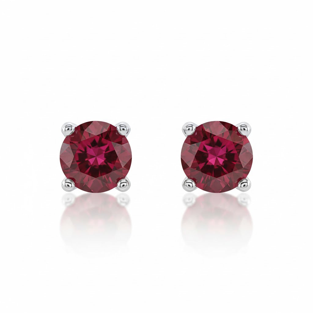 Jacob Mercari 14K white Gold Lab-Grown Ruby Earrings