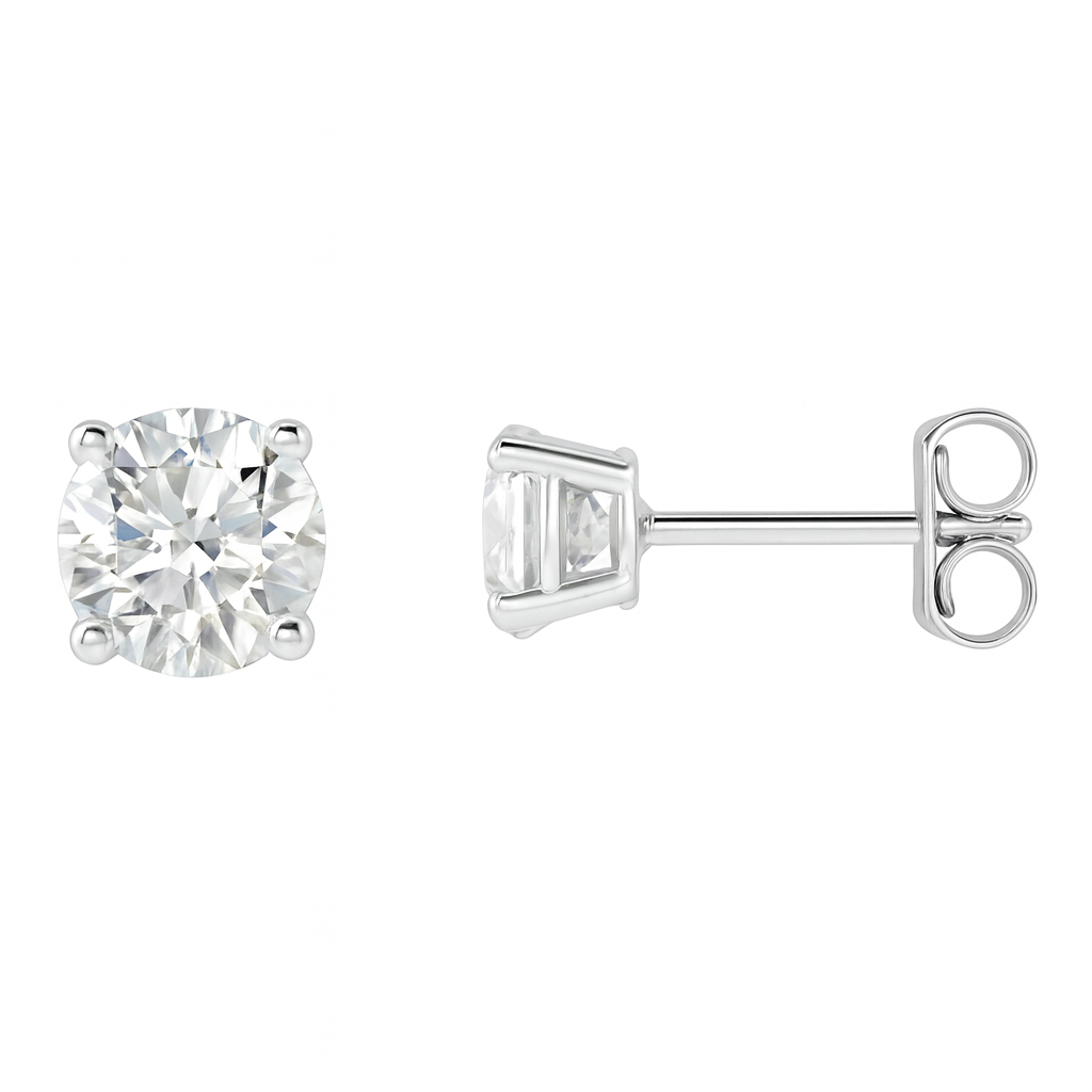 Jacob Mercari 14K White Lab Grown Diamond Stud Earrings