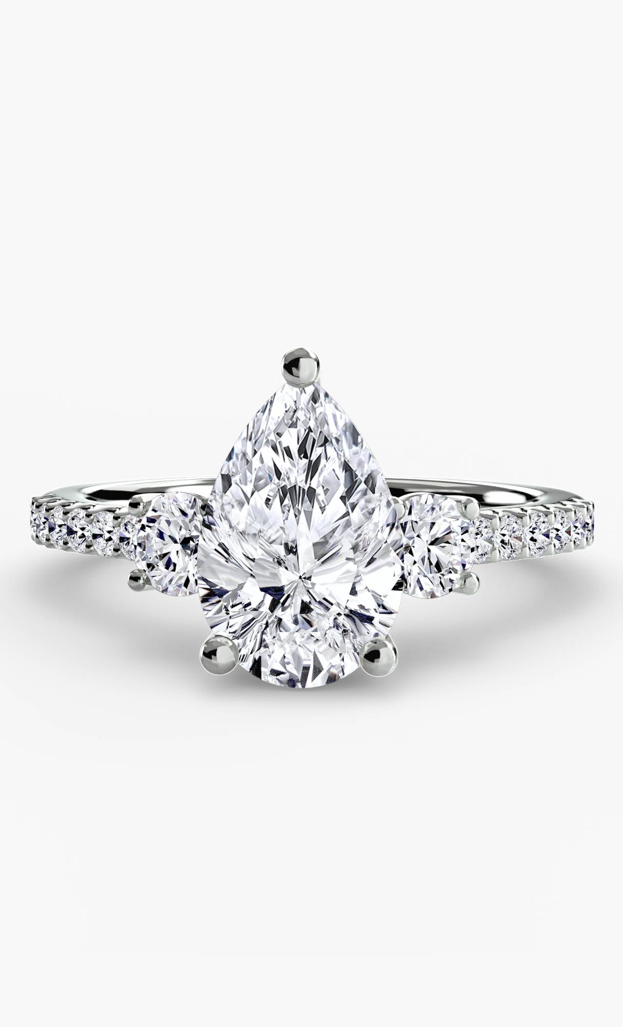 14K White Gold Brilliance Trilogy Engagement Ring Setting with Lab-Grown Diamond Band