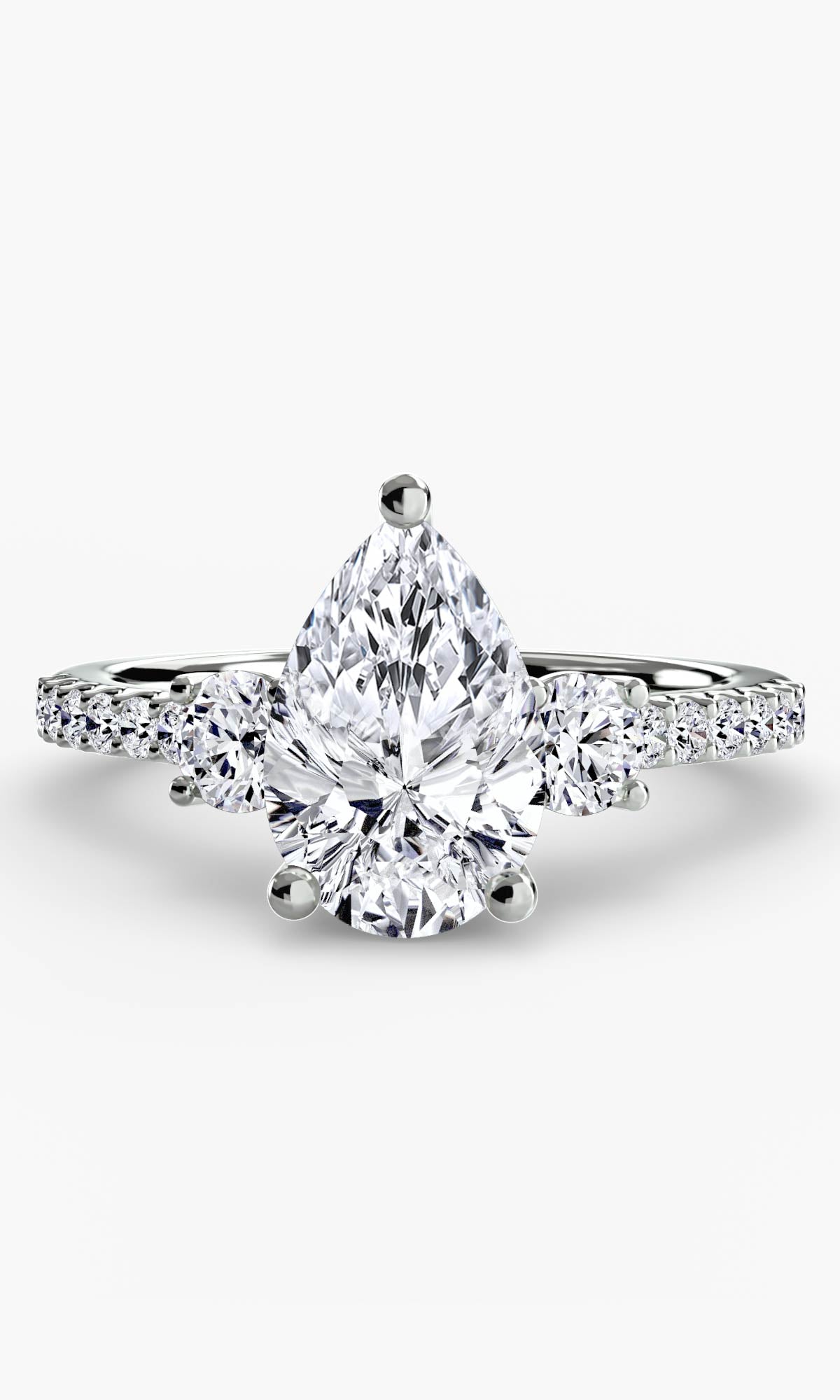 14K White Gold Brilliance Trilogy Engagement Ring Setting with Lab-Grown Diamond Band