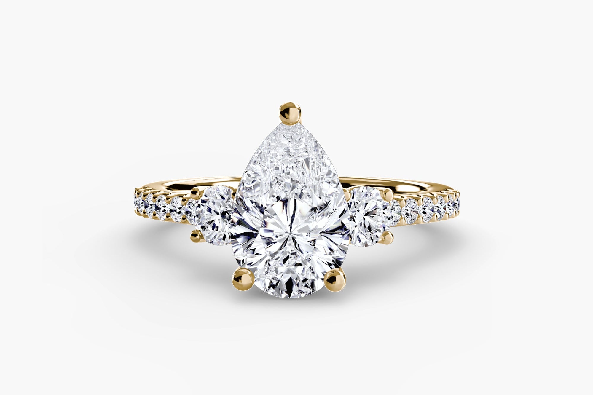 Jacob Mercari 14K Yellow Gold Romance Pavé Trilogy Lab-Grown Diamond Engagement Ring