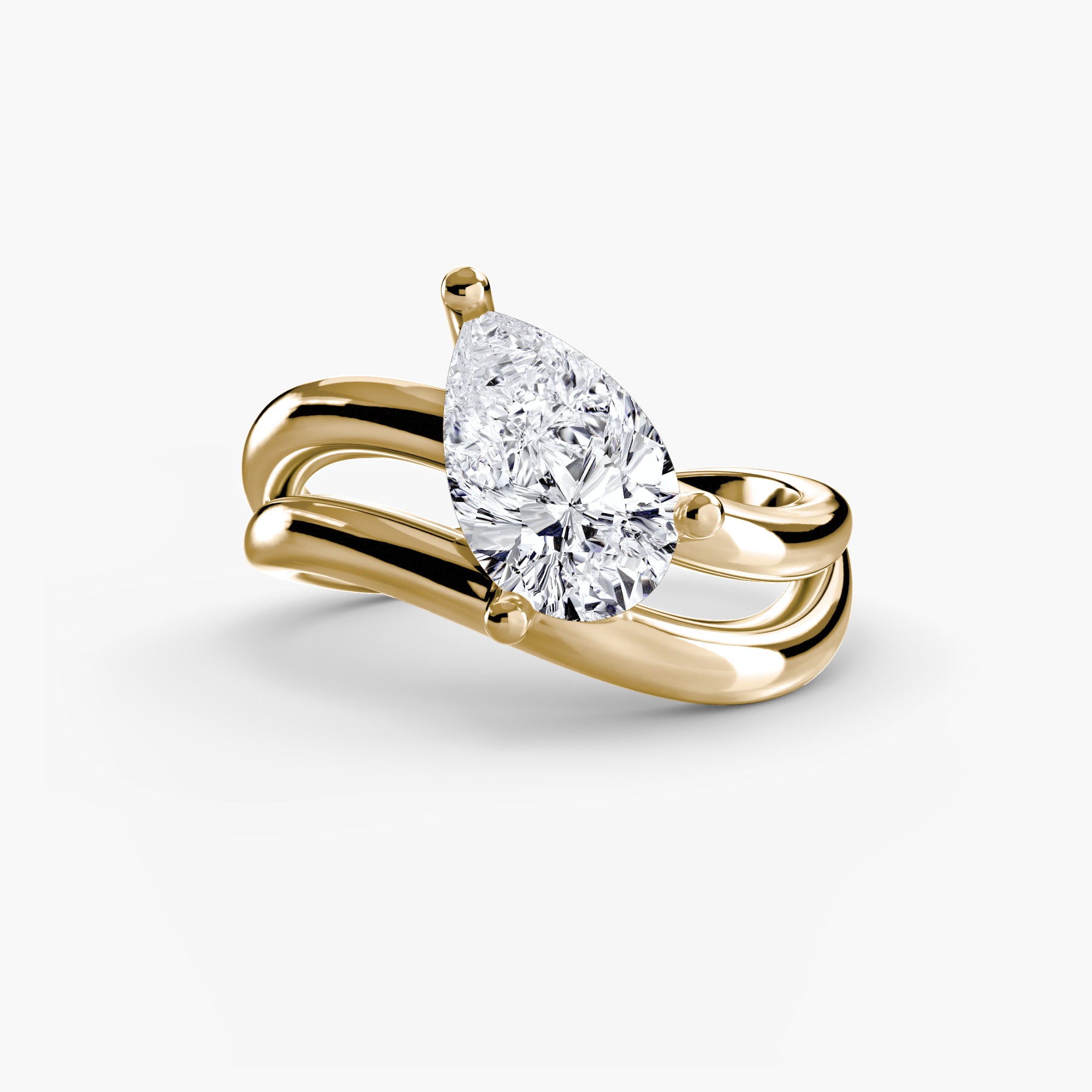 Jacob Mercari Double Wave Ring Pear Cut Diamond 14K Gold
