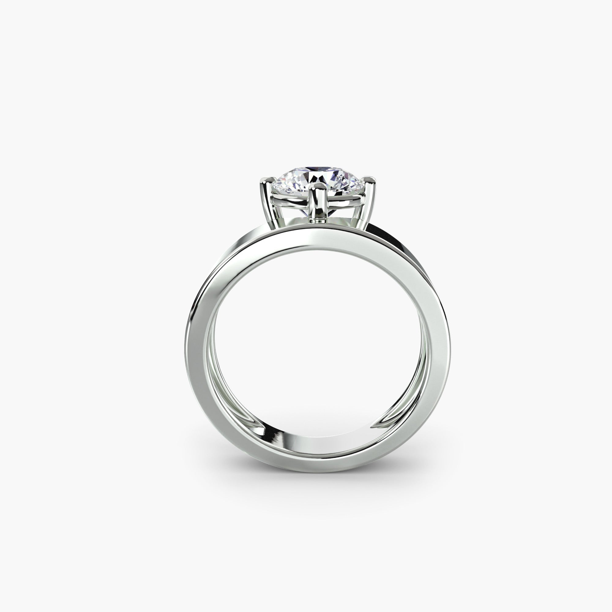 Jacob Mercari 14K White Gold Wide Band Solitaire 2 Round Centre Diamond
