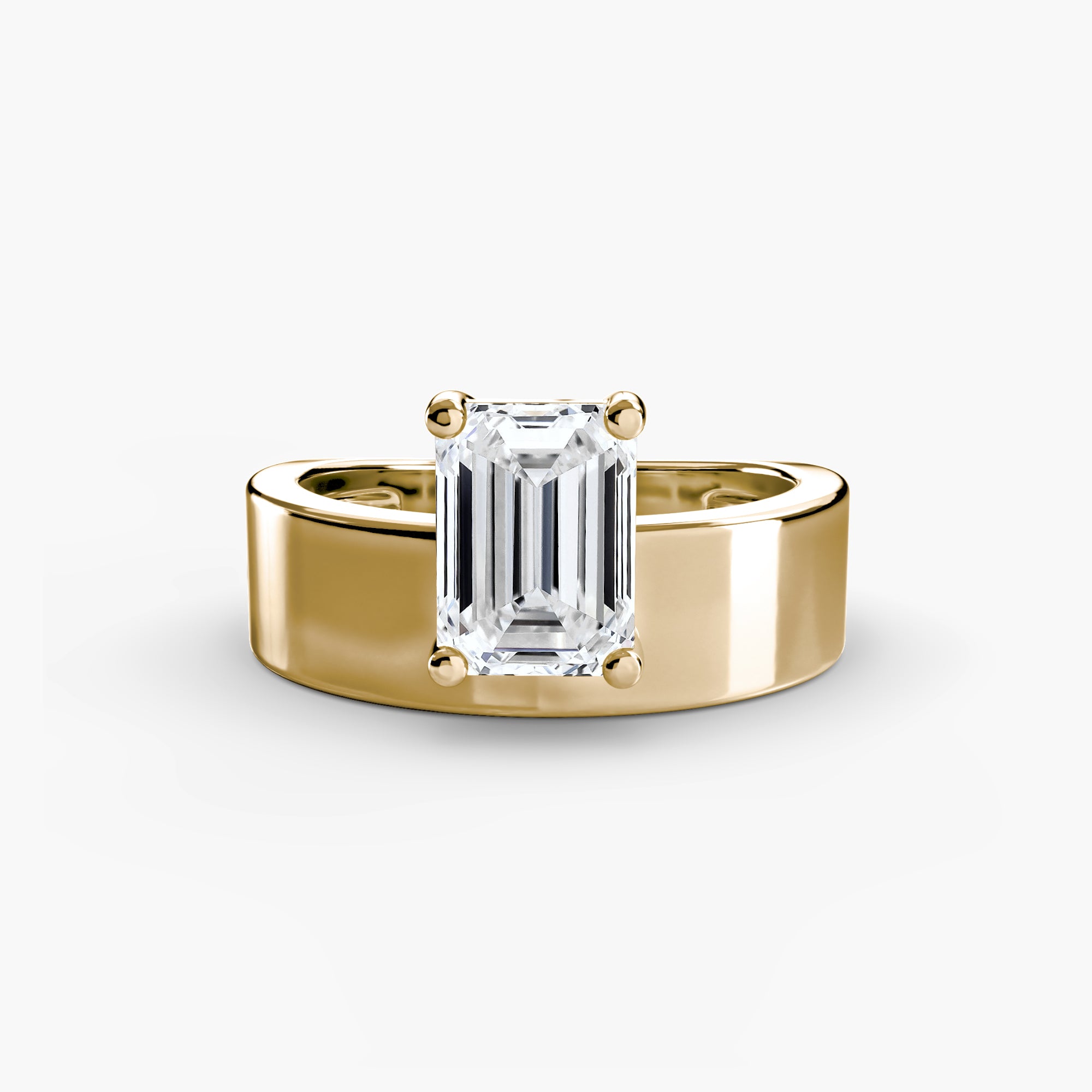 18K yellow gold wide crest solitaire engagement ring setting