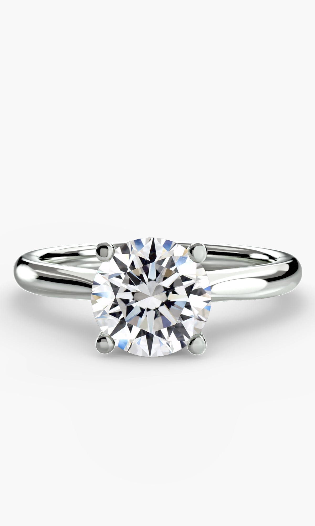 14K White Gold Monarch Solitaire Engagement Ring Setting