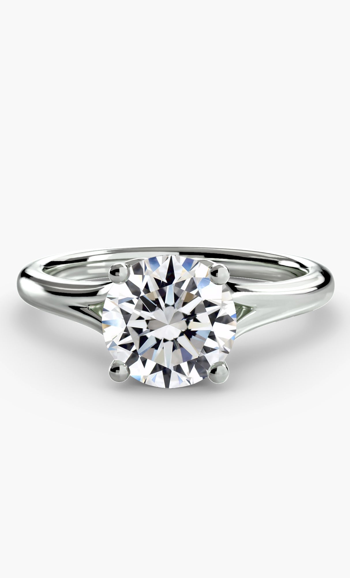 14K White Gold Cathedral Solitaire Engagement Ring Setting