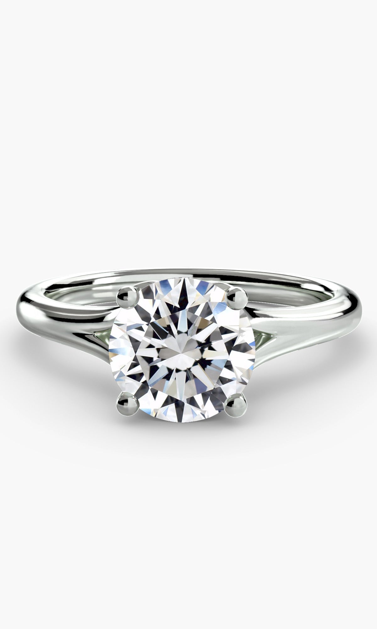 14K White Gold Cathedral Solitaire Engagement Ring Setting
