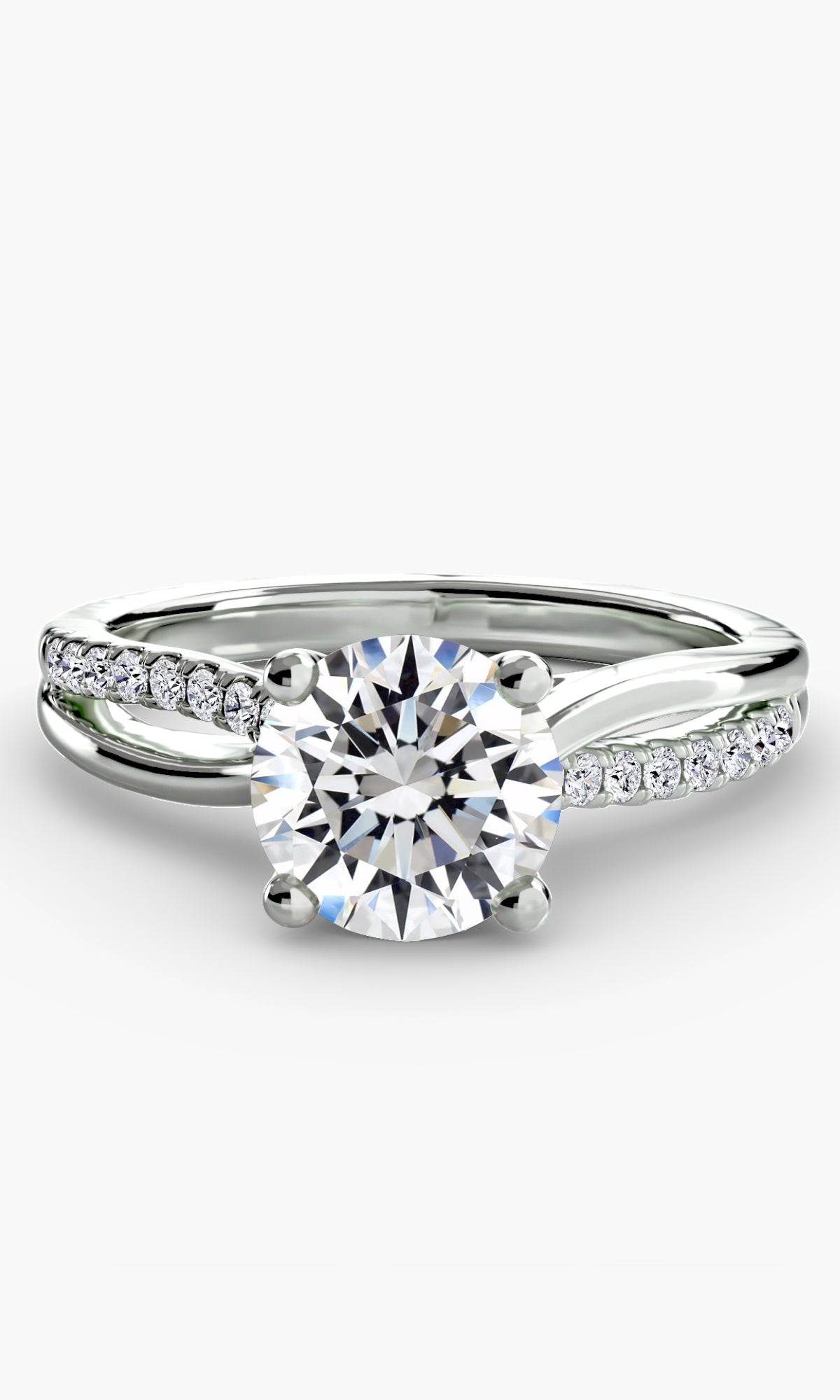 14K White Gold Sienna Split Shank Engagement Ring Setting with Lab-Grown Diamond Band