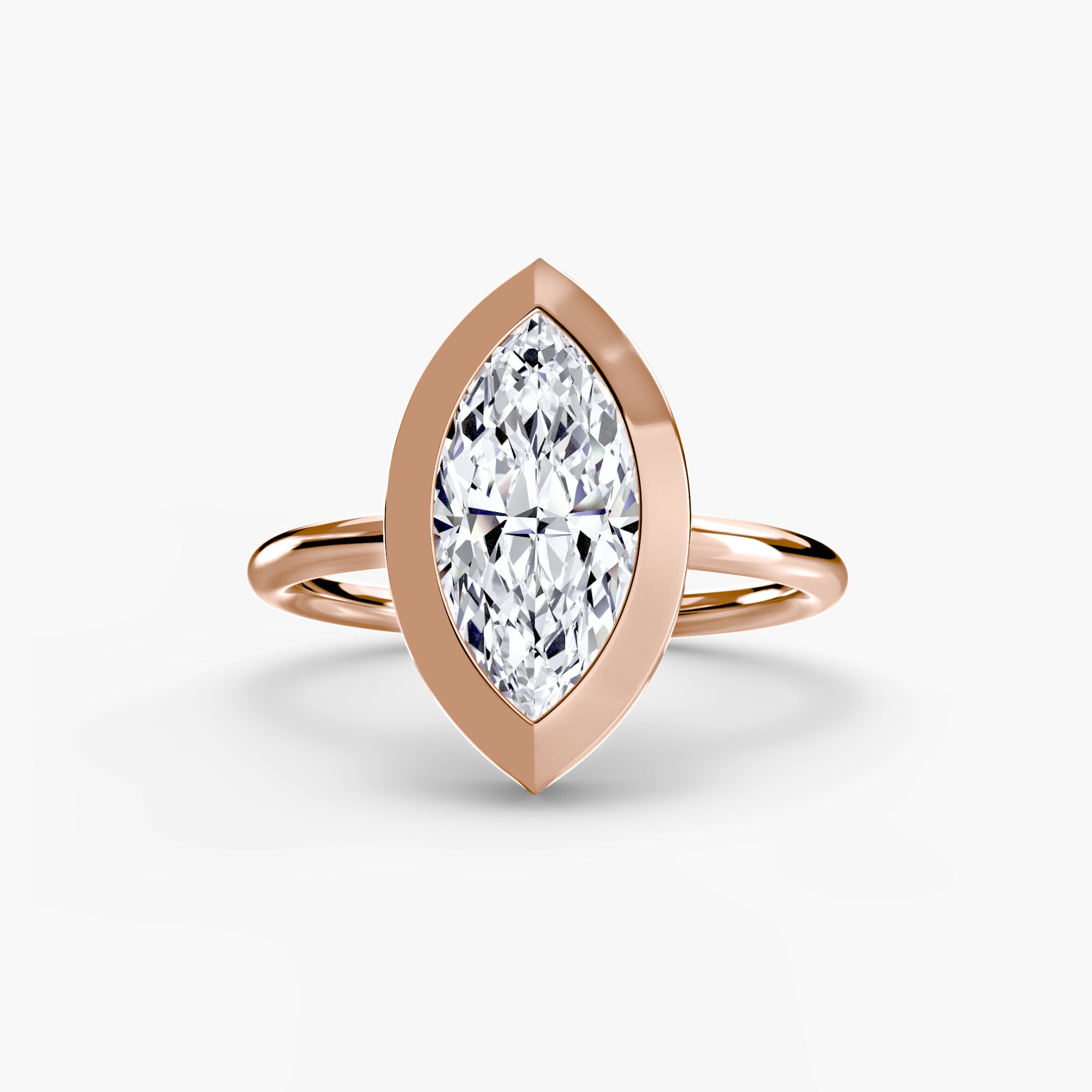 14K Rose Gold Bezel Engagement Ring Setting