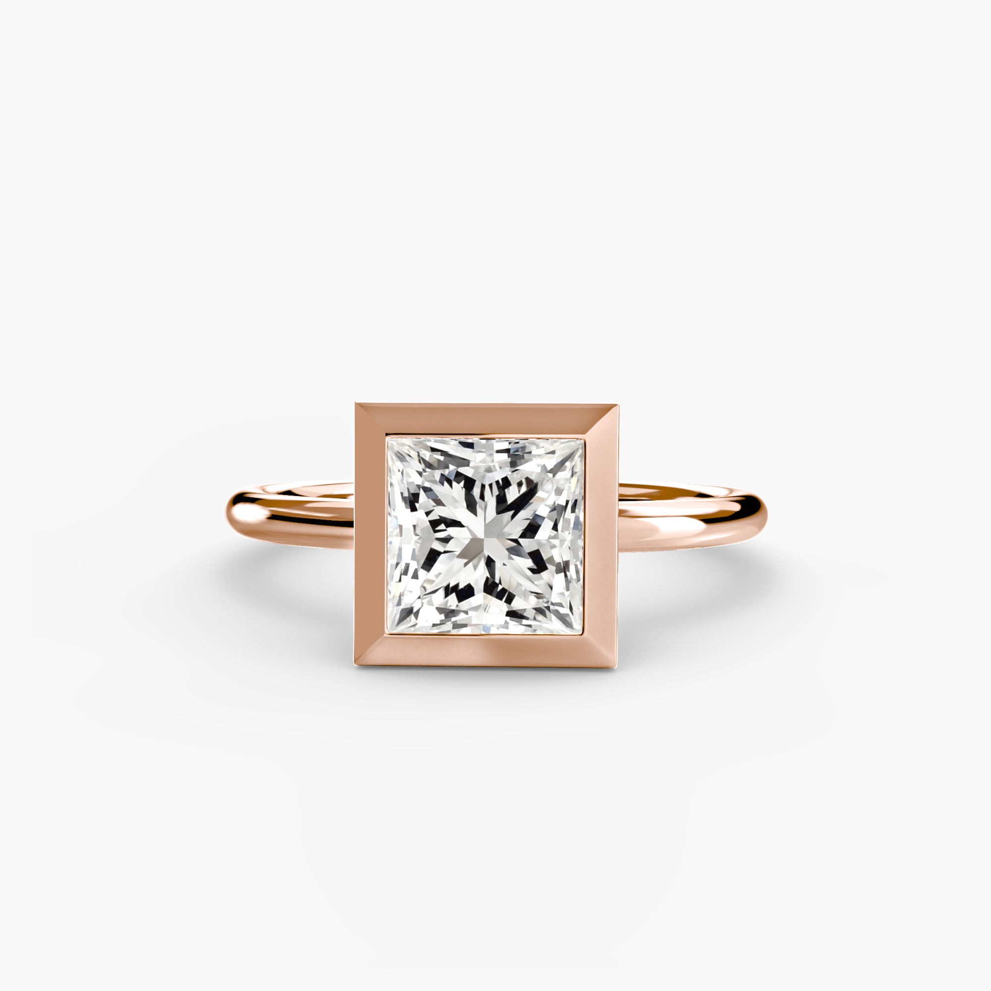 14K Rose Gold Bezel Engagement Ring Setting