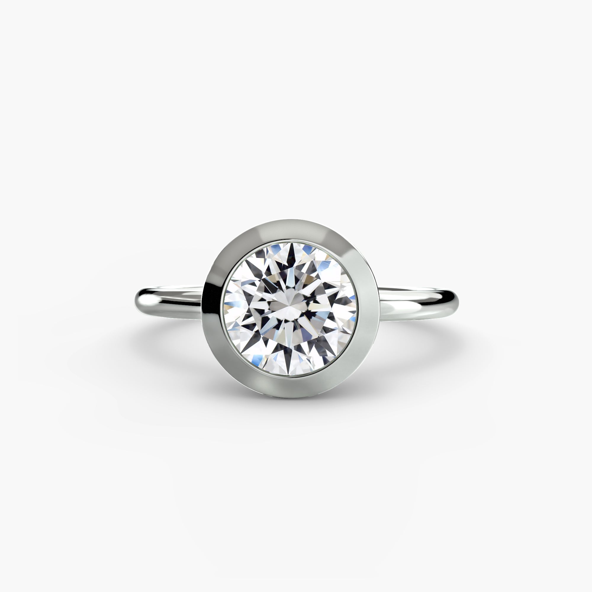 18K White Gold Bezel Engagement Ring Setting
