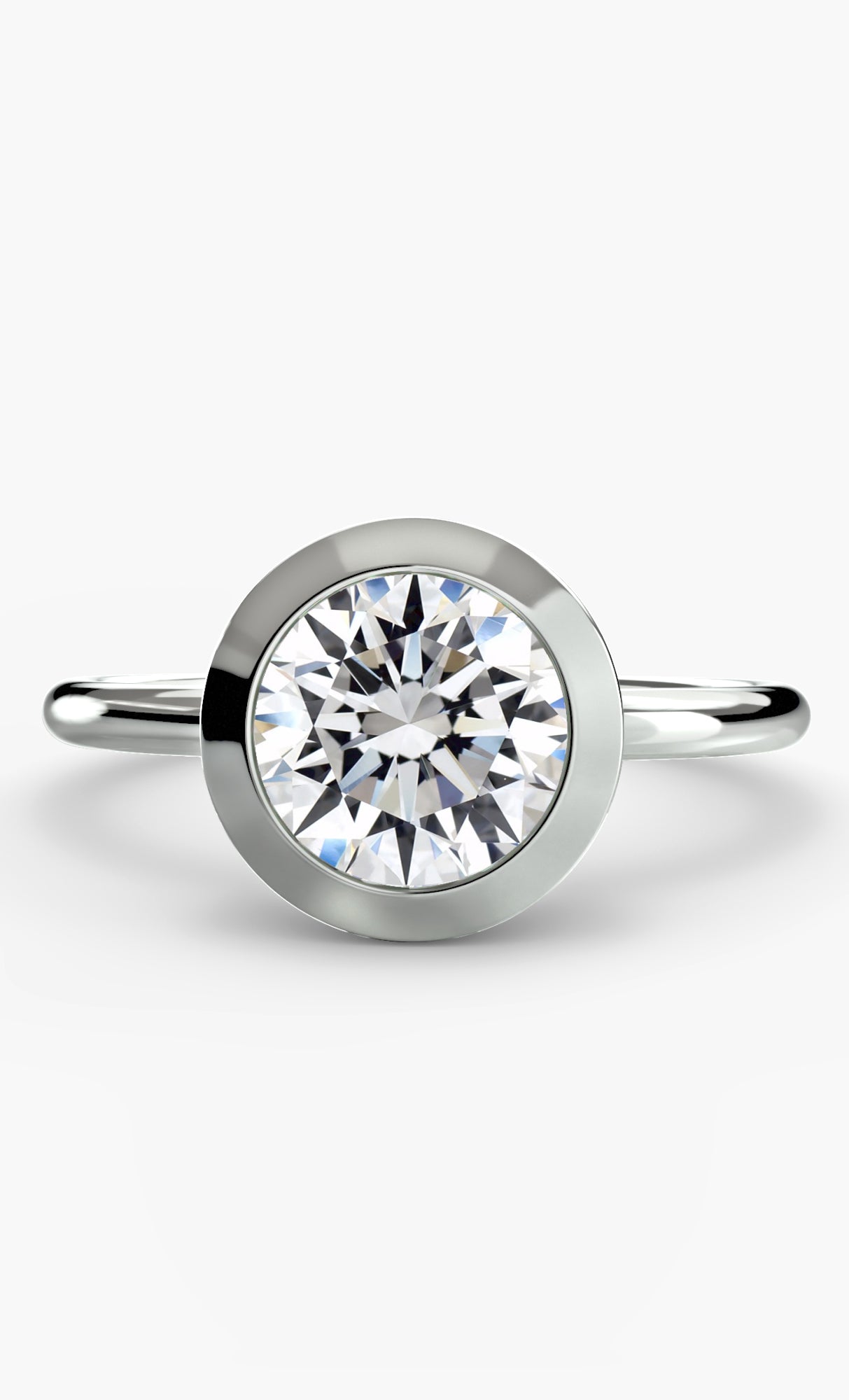 14K White Gold Bezel Engagement Ring Setting