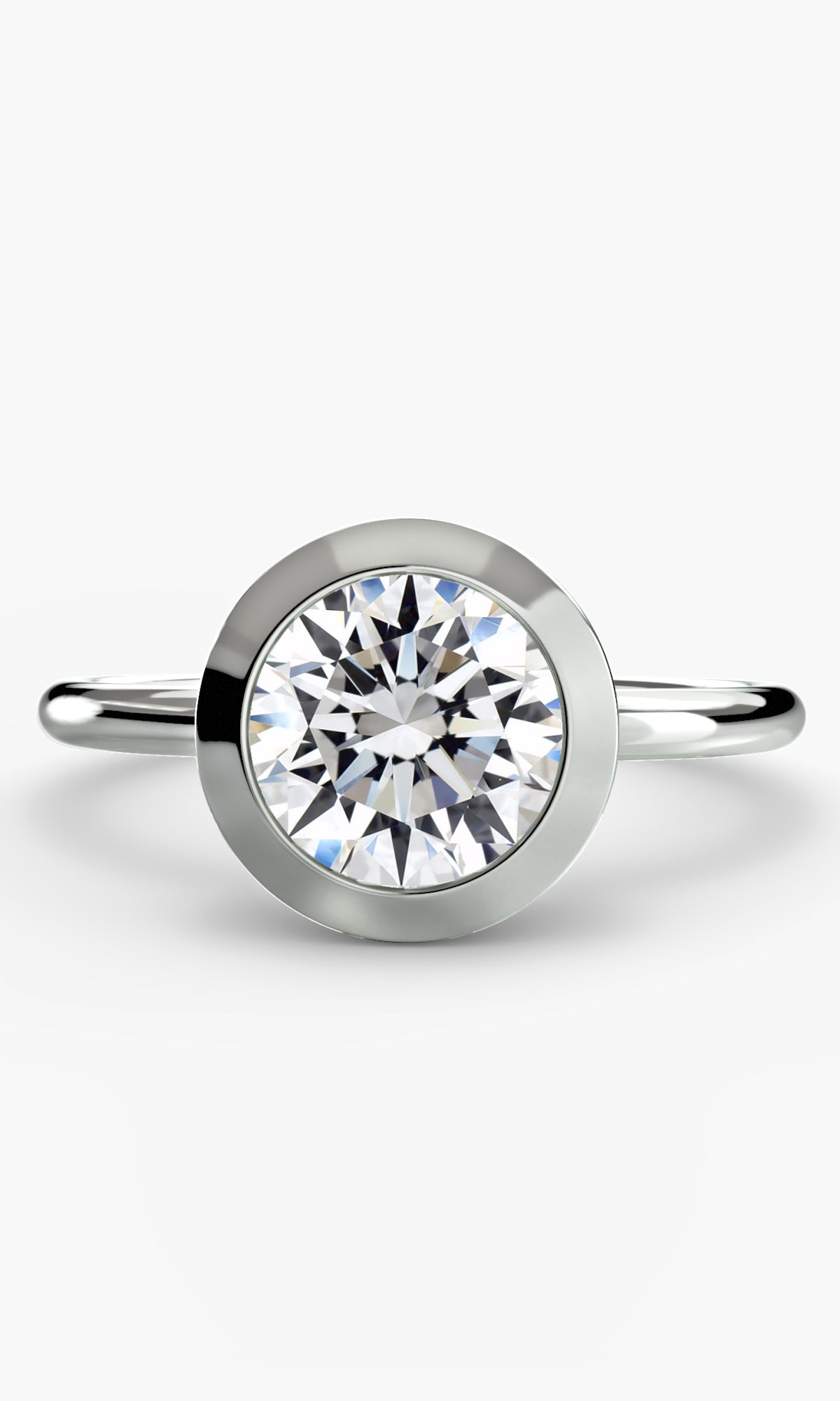 14K White Gold Bezel Engagement Ring Setting