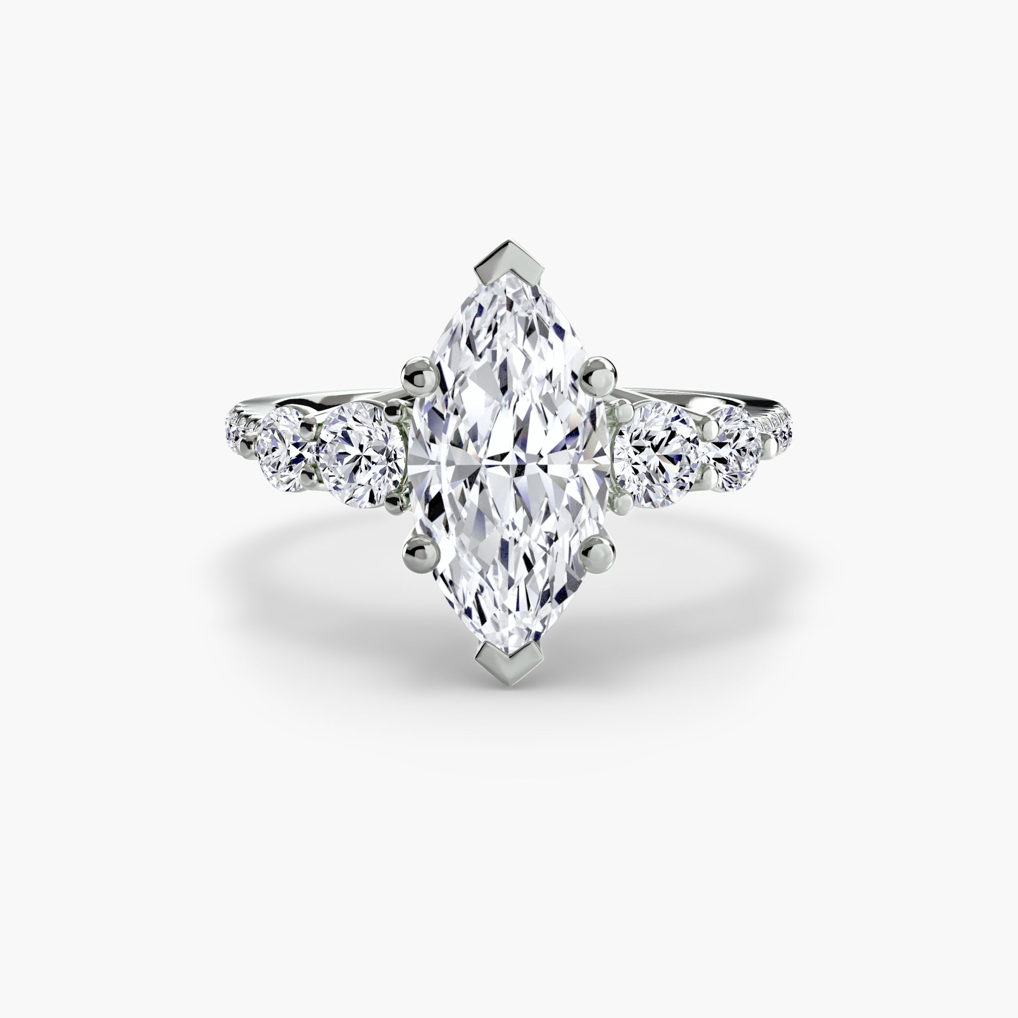 Platinum Pavé Crest Five Engagement Ring Setting with Lab-Grown Diamond Band