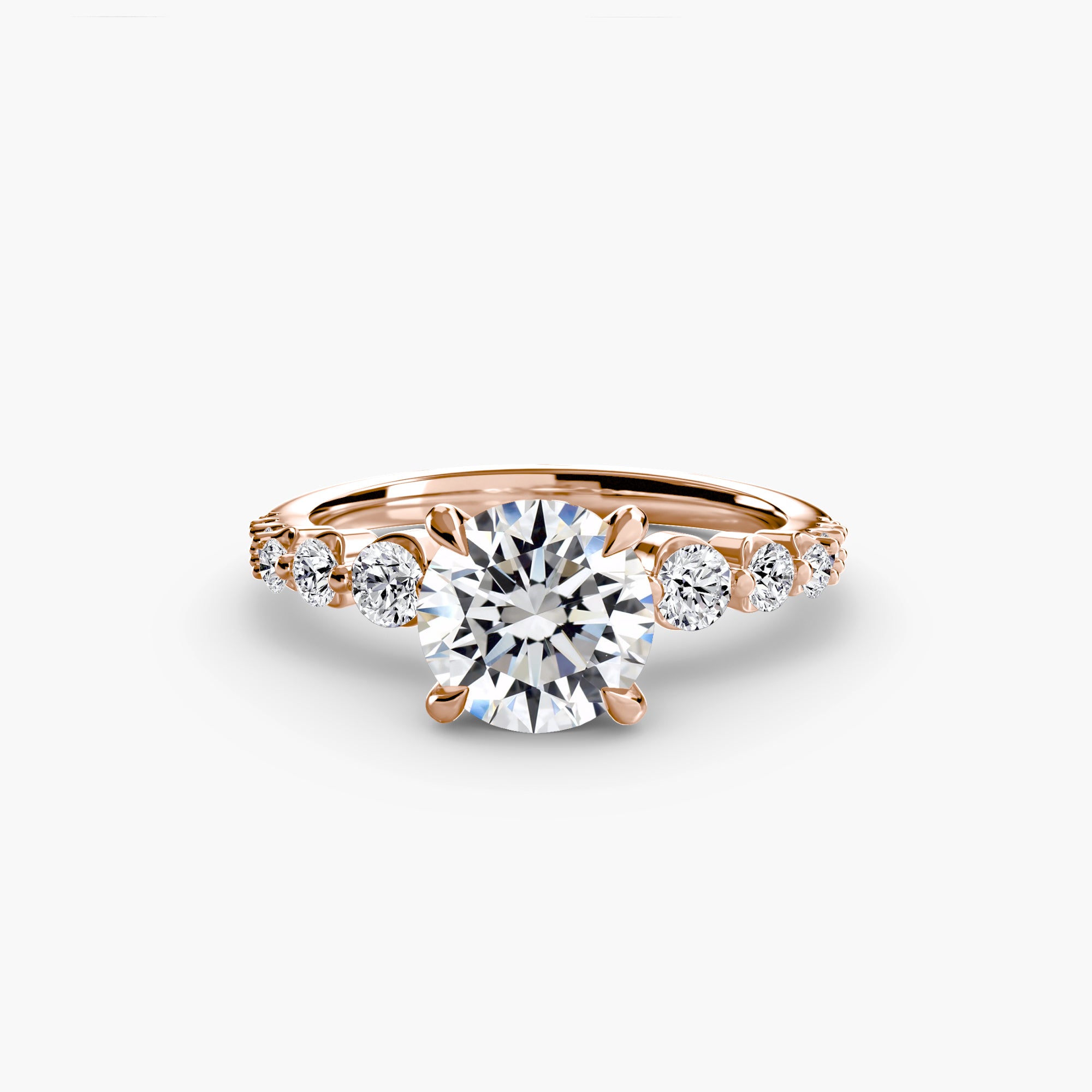 14K Rose Gold Cascade Brilliance Engagement Ring Setting with Lab-Grown Diamond Band